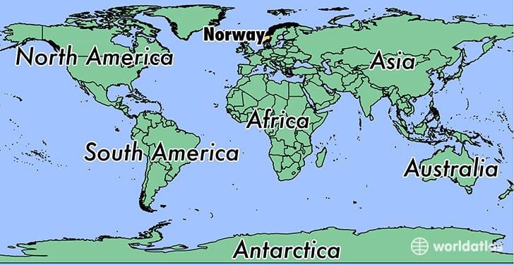 Карта Норвегии место в мире