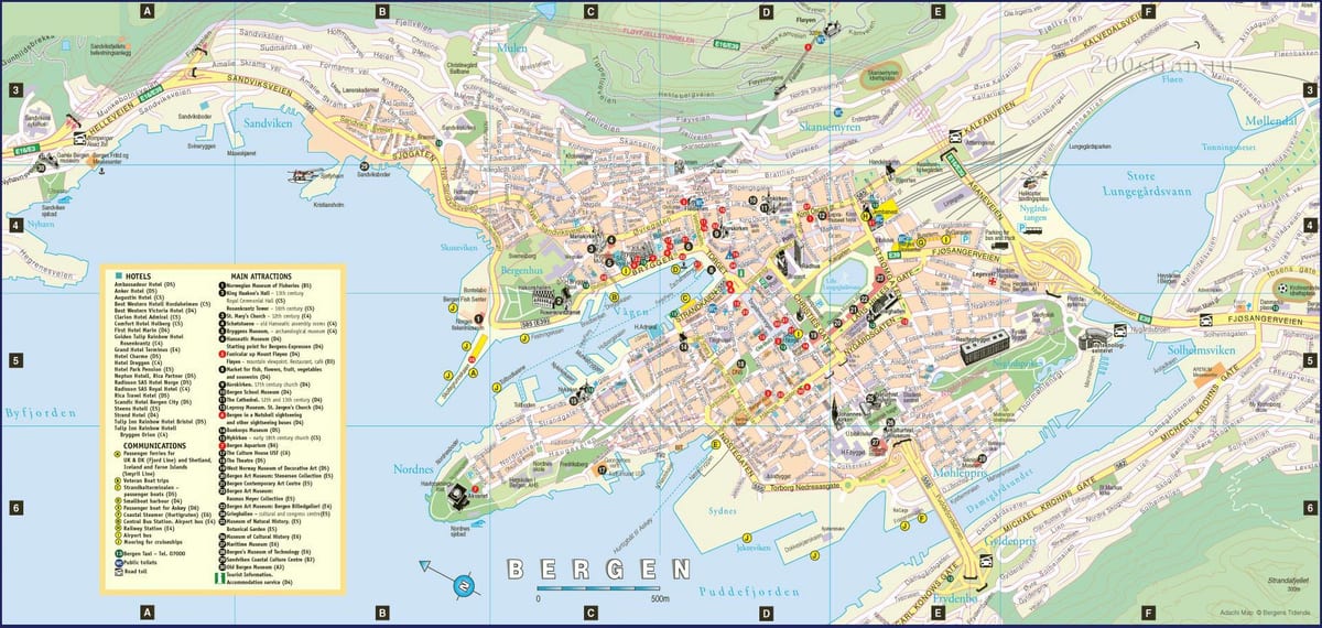 улица карте бергена, Норвегия