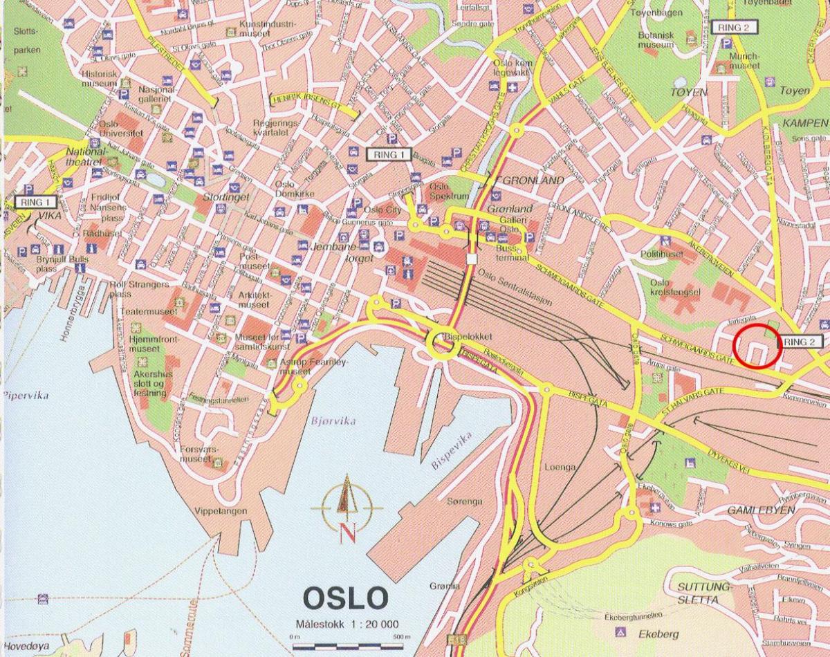 карта Осло-центр города Норвегии 