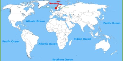 Карта мира, показывающая Норвегия
