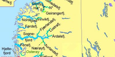 Карта Норвегии показывает фьорды