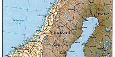 Подробная карта Норвегии с городами